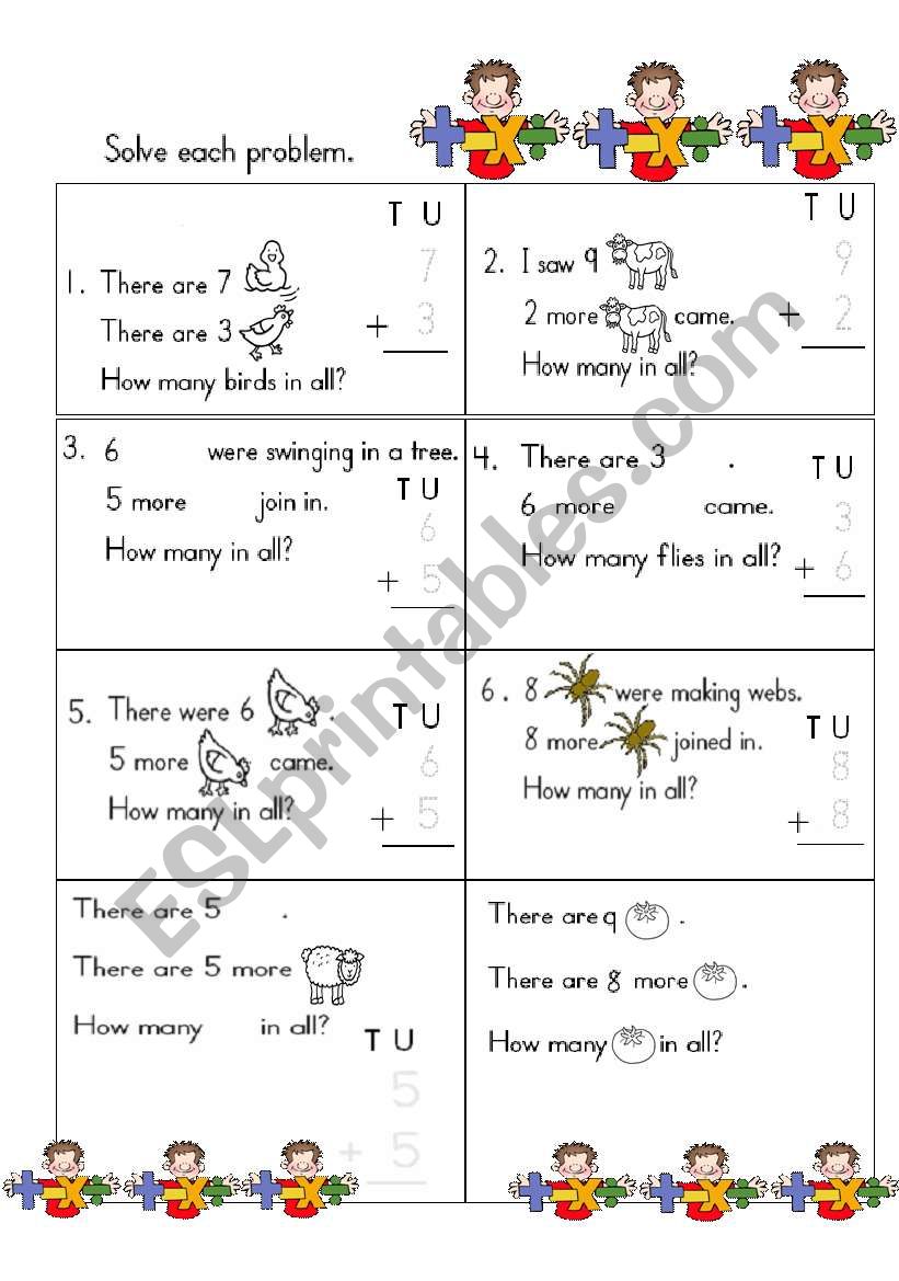 Solving Story Sums worksheet