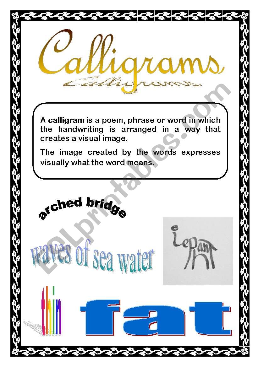 Calligrams worksheet