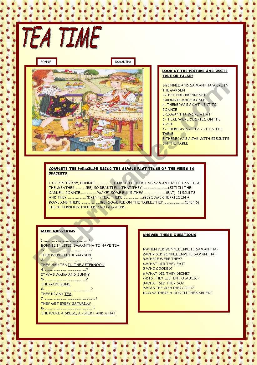 TEA TIME worksheet