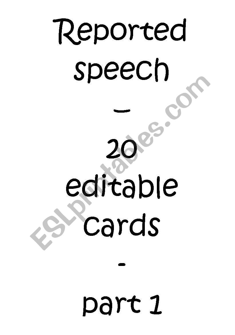 Reported / Indirect Speech Cards - Quotations I/II (Editable)