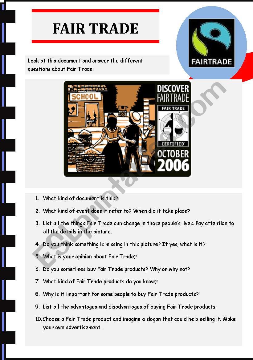 FAIR TRADE worksheet