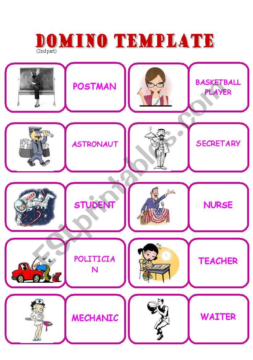 Occupations Domino worksheet