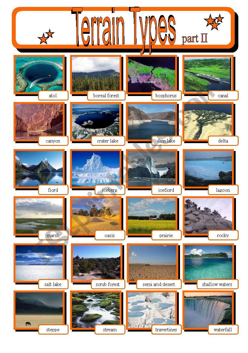 terrain types part II worksheet