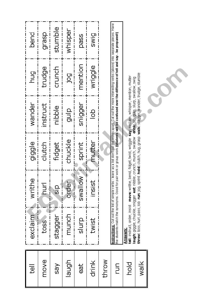 Verb Match worksheet