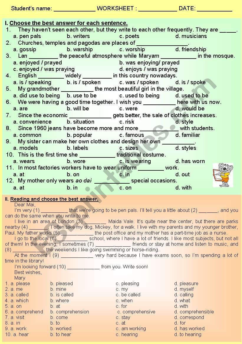 READING - WRITING EXERCISES worksheet