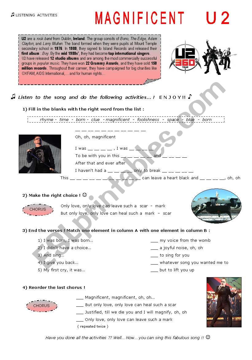 MAGNIFICENT, U2 worksheet