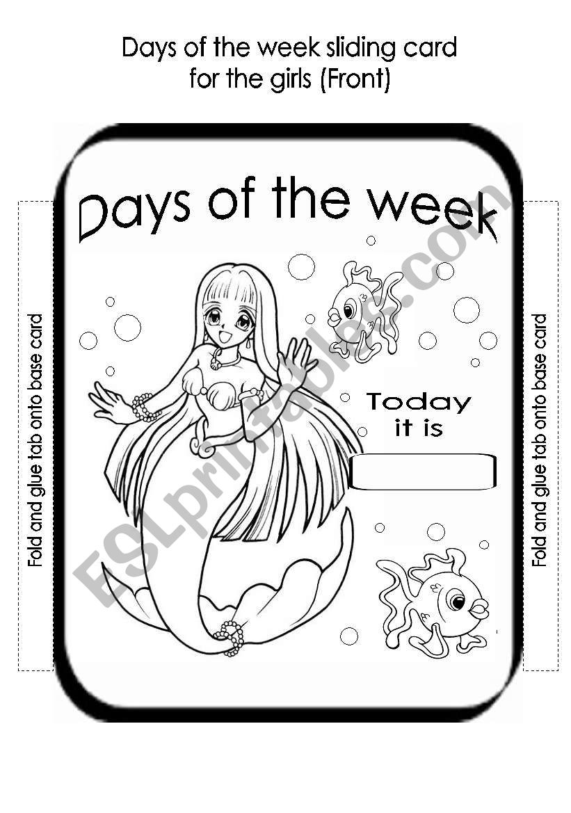 Days of the week sliding card (Girls & Boys versions)