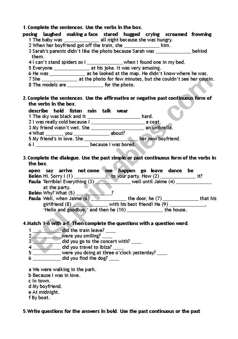 Past simple and continuous exercises 