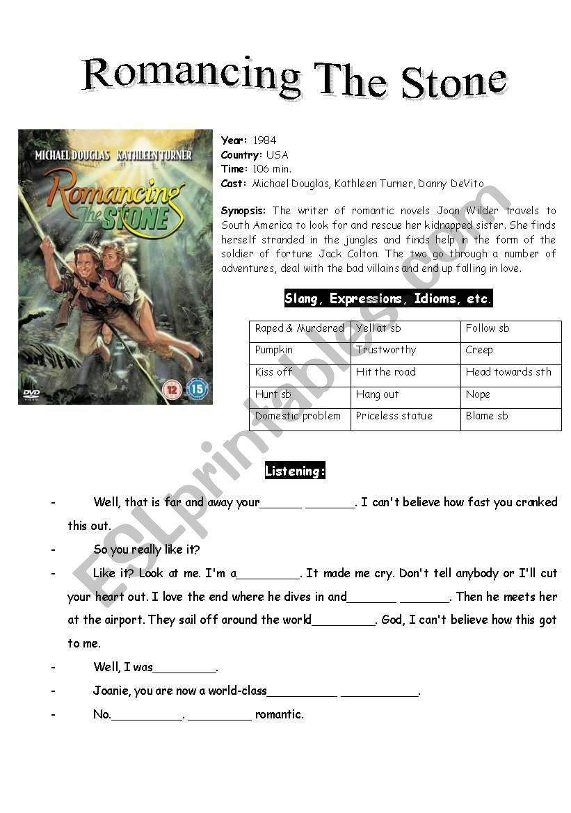 Romancing The Stone worksheet