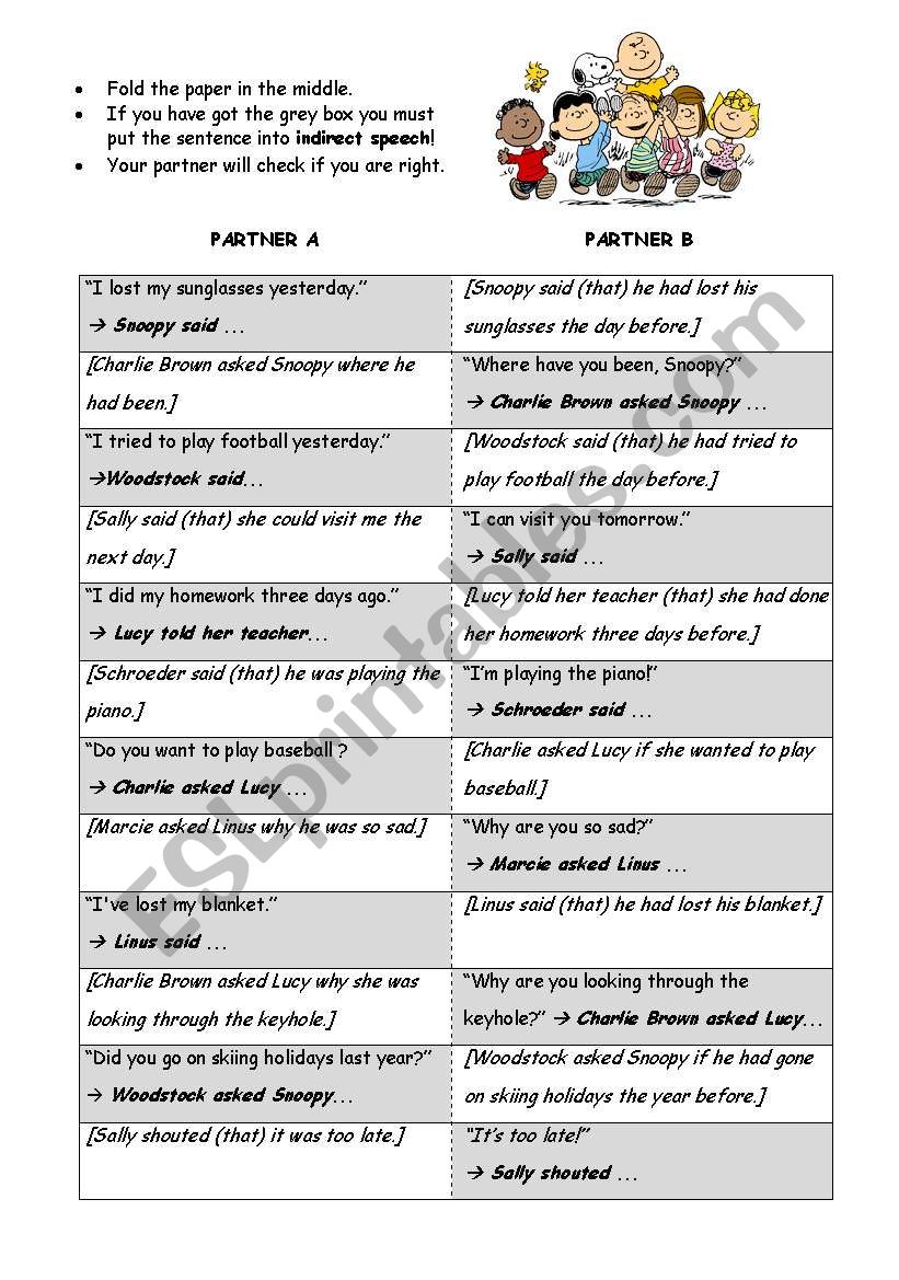 reported speech (tandem exercise)