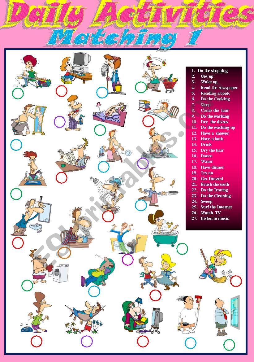 Daily activities Matching 1 worksheet