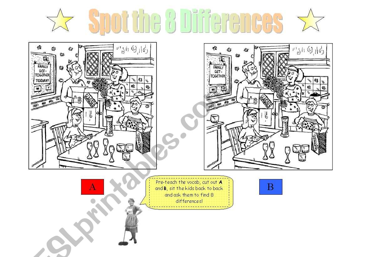 Kitchen Spot the Difference worksheet