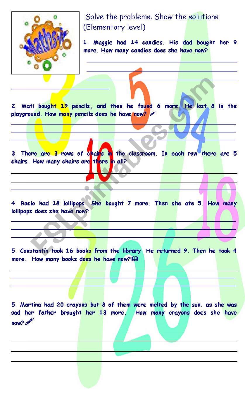 SIMPLE MATHS PROBLEMS worksheet