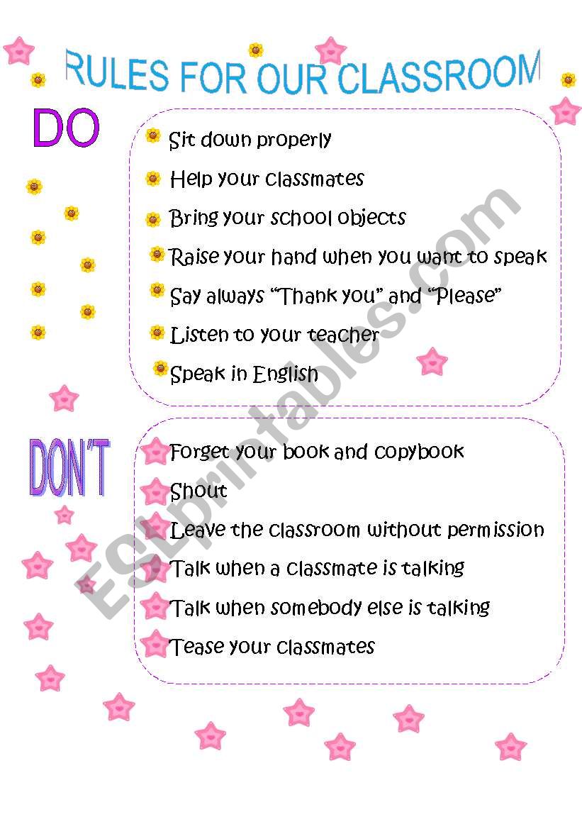 Rules for our classroom worksheet