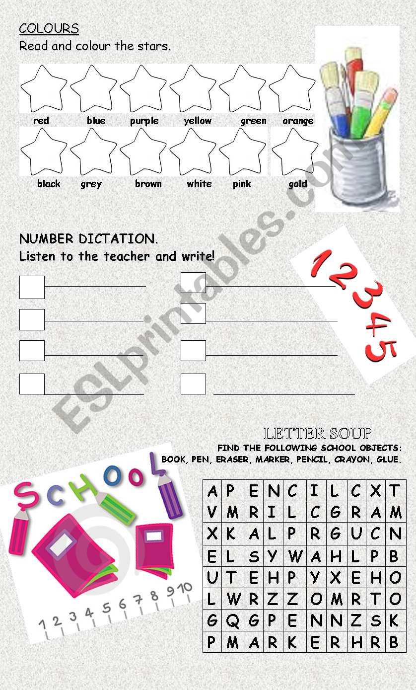 REVISION of COLOUR, NUMBERS & SCHOOL OBJECTS