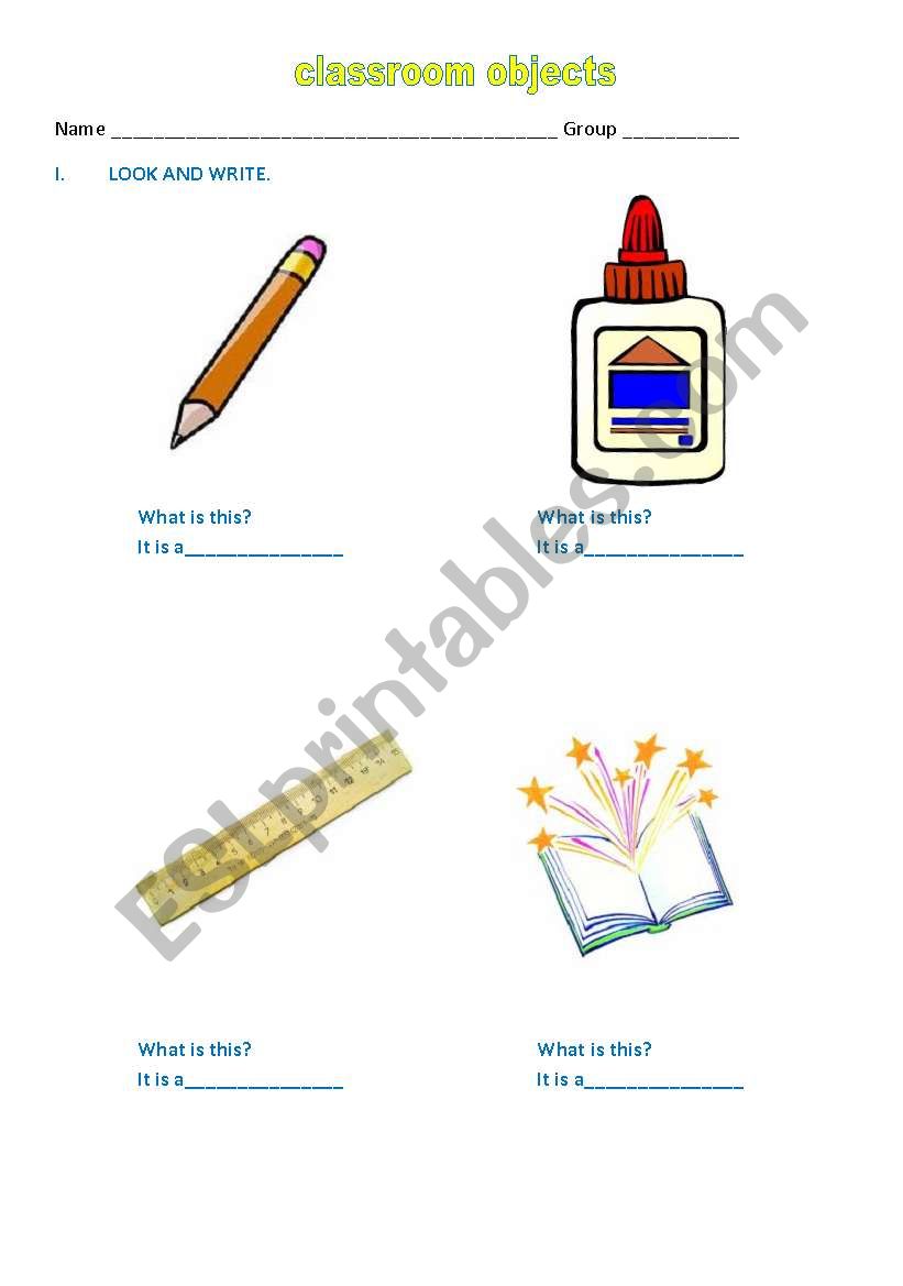 school supplies worksheet