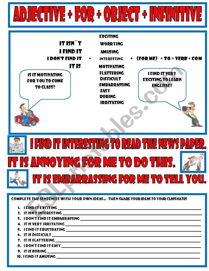 ADJECTIVES + FOR + OBJECT + INFINITIVES