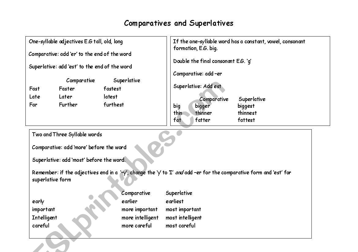 Comparatives worksheet