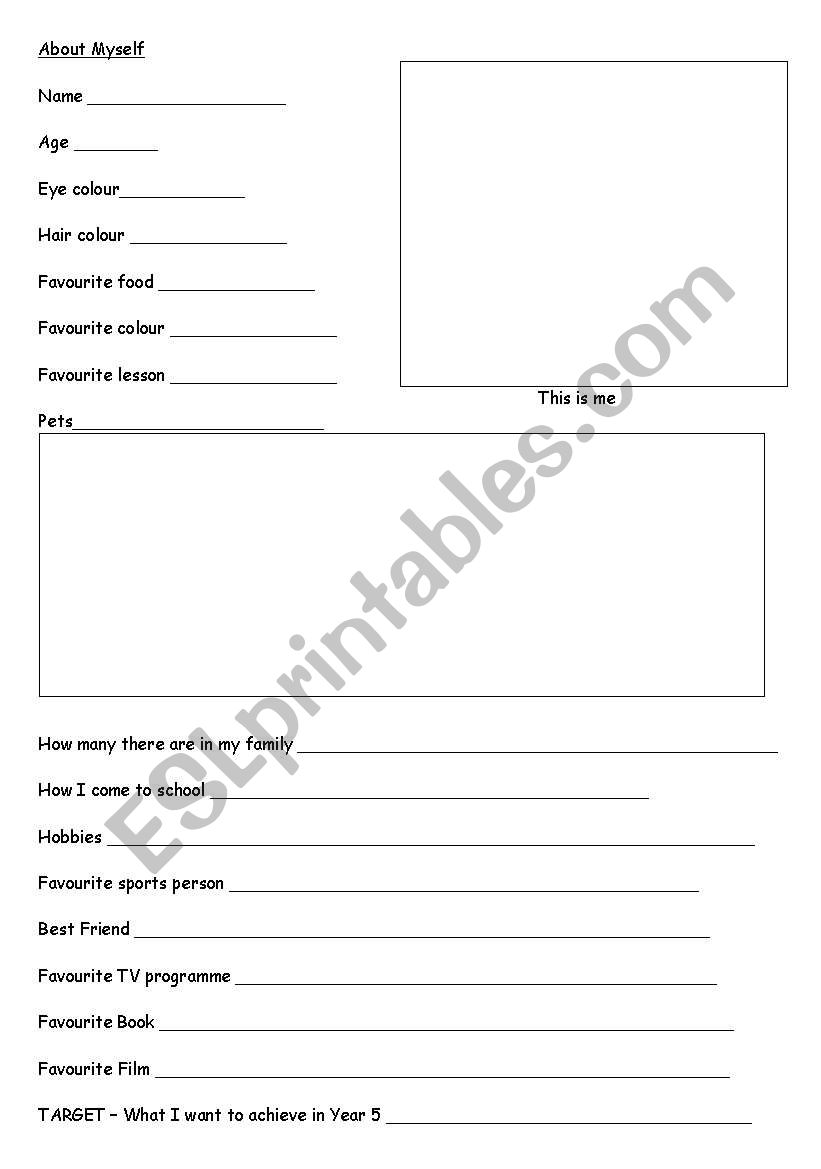 All about me worksheet