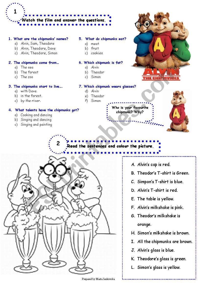 Alvin and the chipmunks - video activities