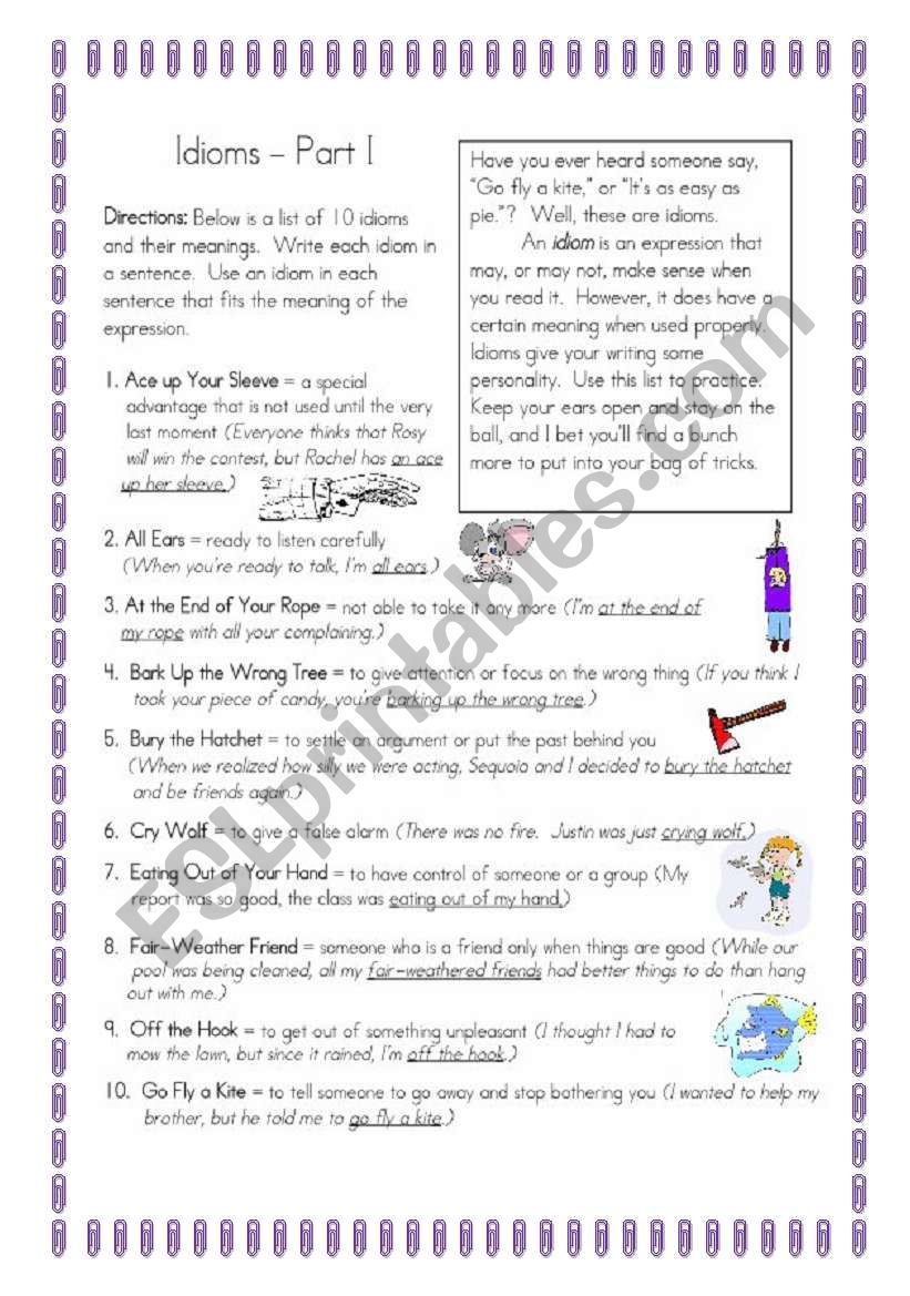 IDIOMS worksheet