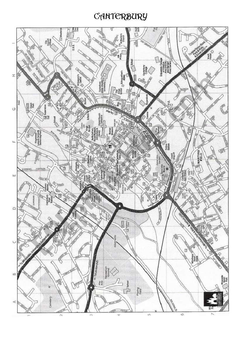 my trip to england 11:  a day in canterbury map and reading comprehension