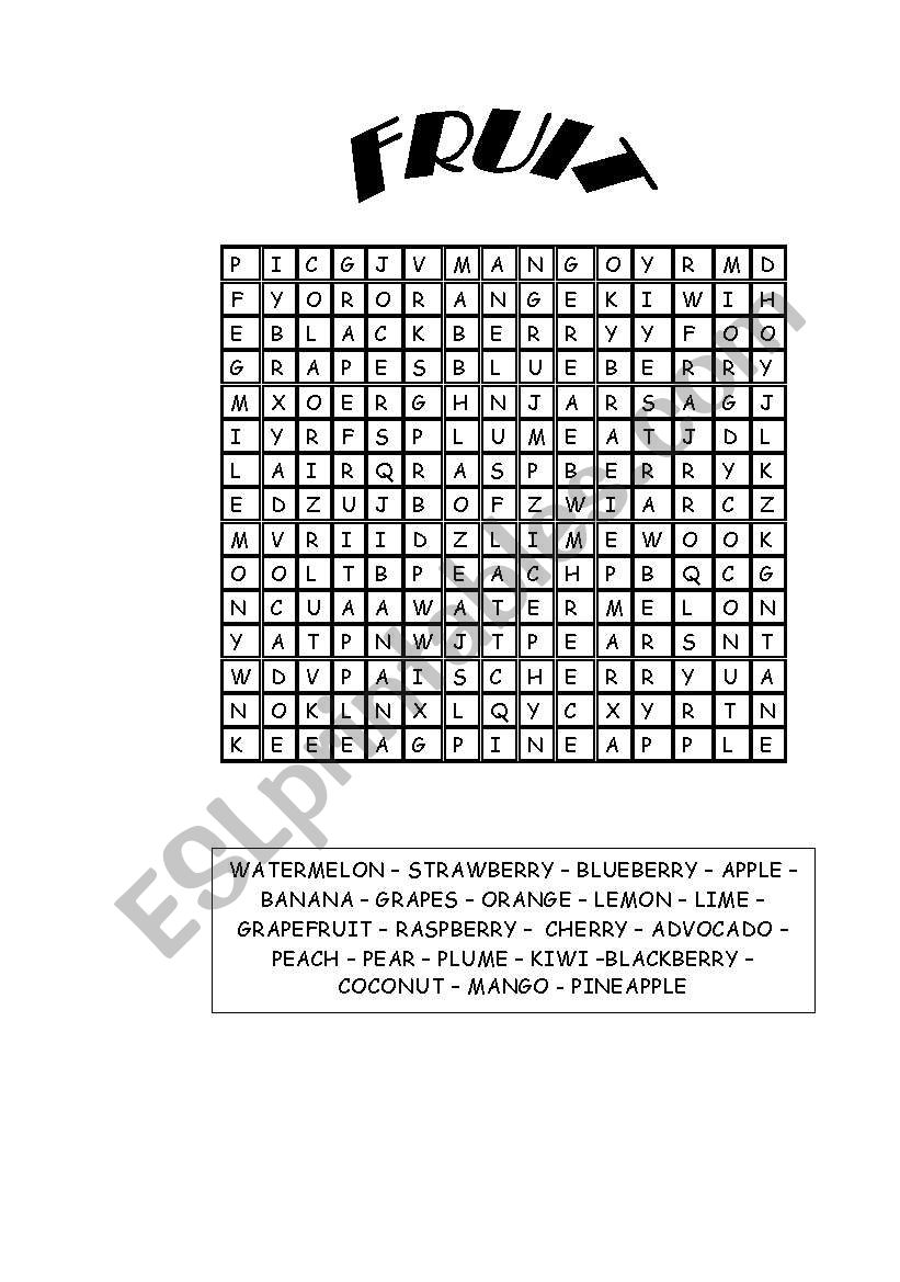 FRUIT worksheet