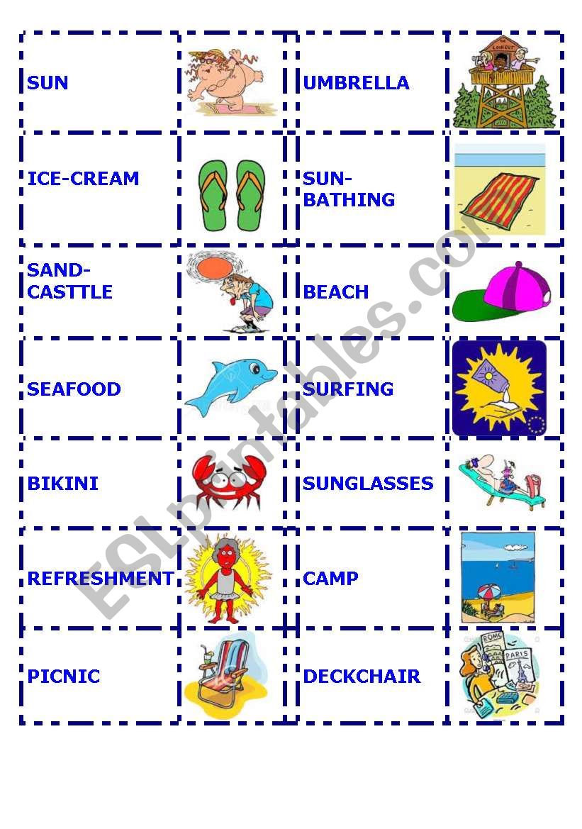 Summer domino worksheet