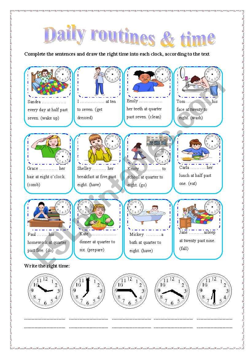 Daily routines & the time (editable)