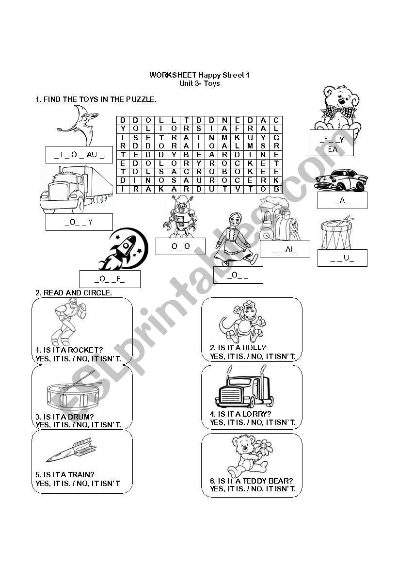 TOYS WORKSHEET worksheet