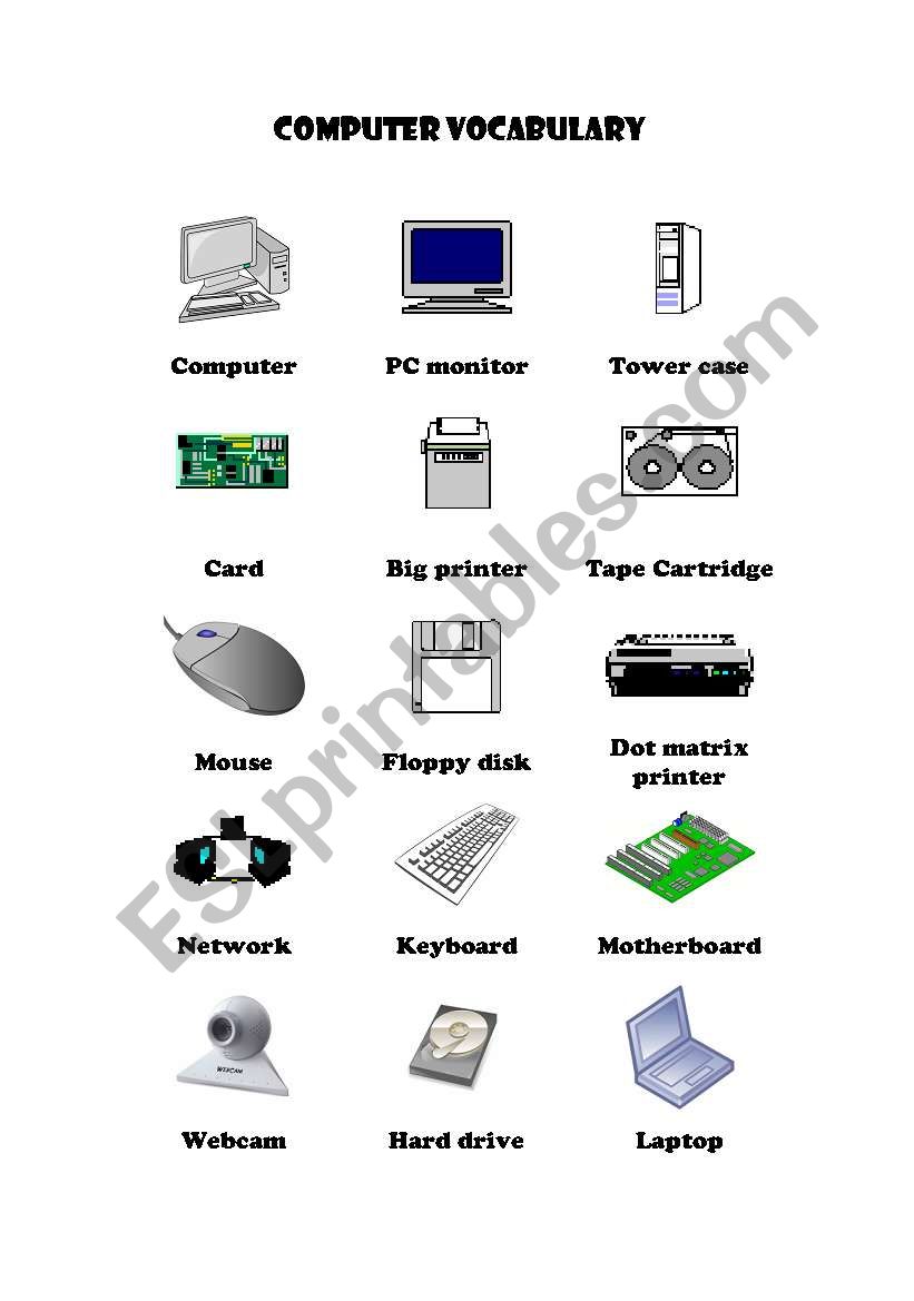 Computer vocabulary worksheet