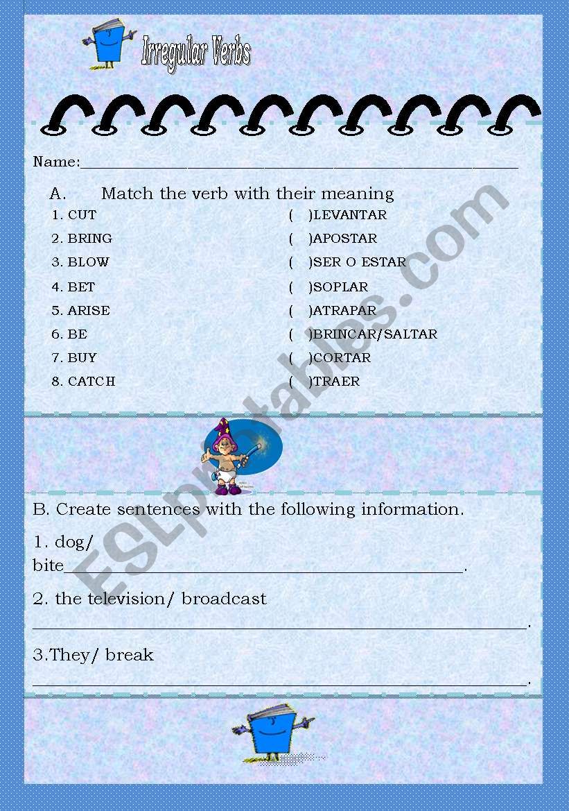 Irregular verbs from arrise to choose