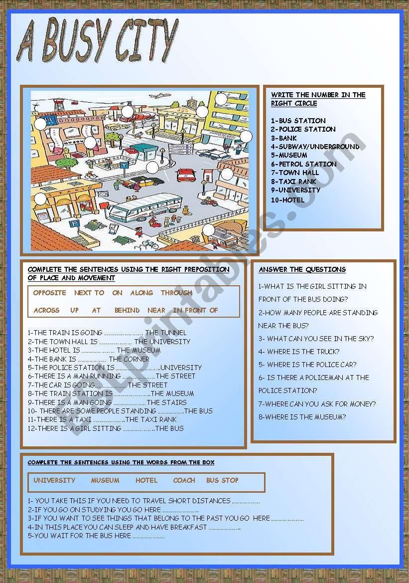 A BUSY CITY worksheet