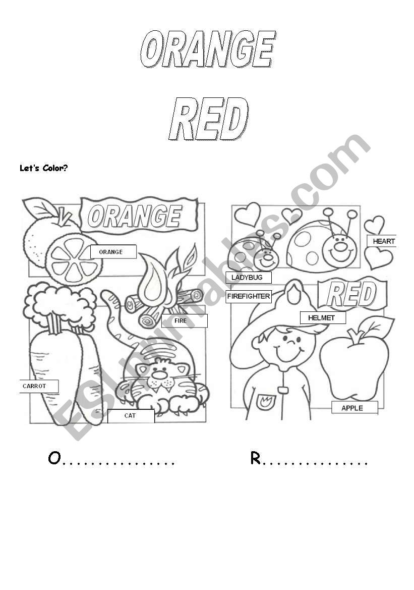 Colors: Orange and Red worksheet