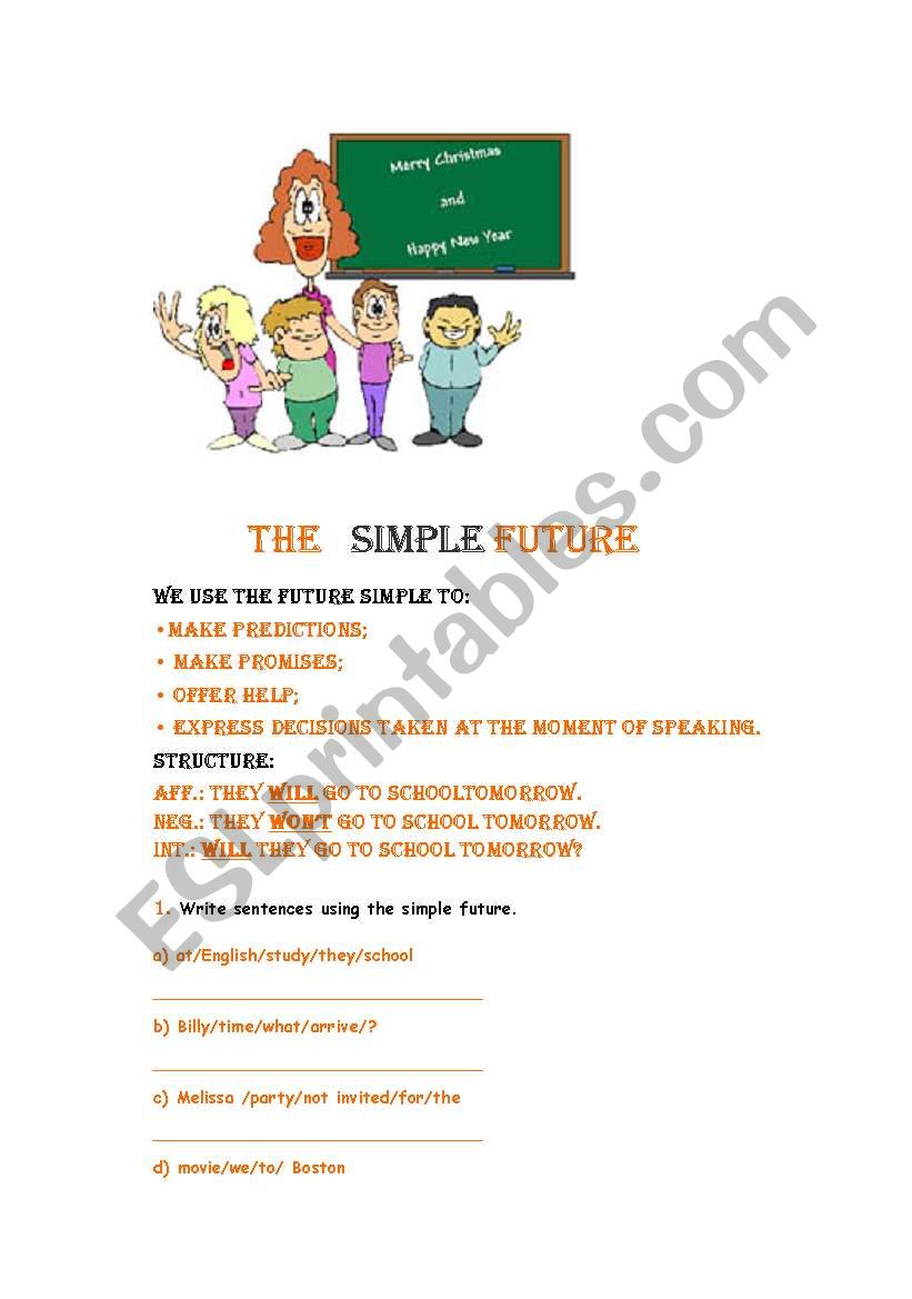 THE SIMPLE FUTURE TENSE worksheet