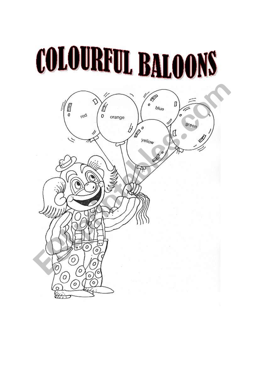 colourful baloons worksheet