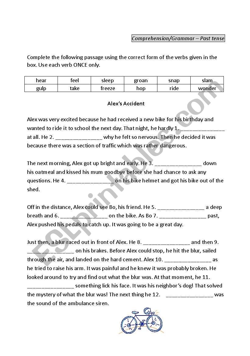 Past tense verbs (regular and irregular) short story