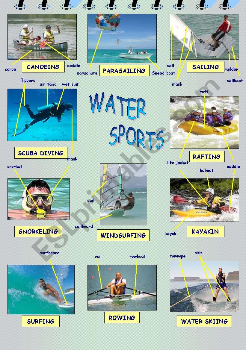 water sports worksheet