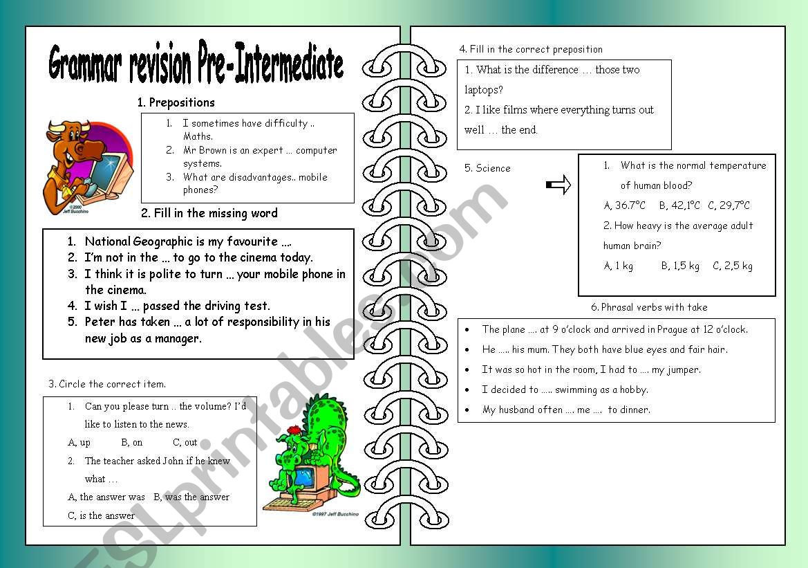 Grammar revision Pre-Intermediate