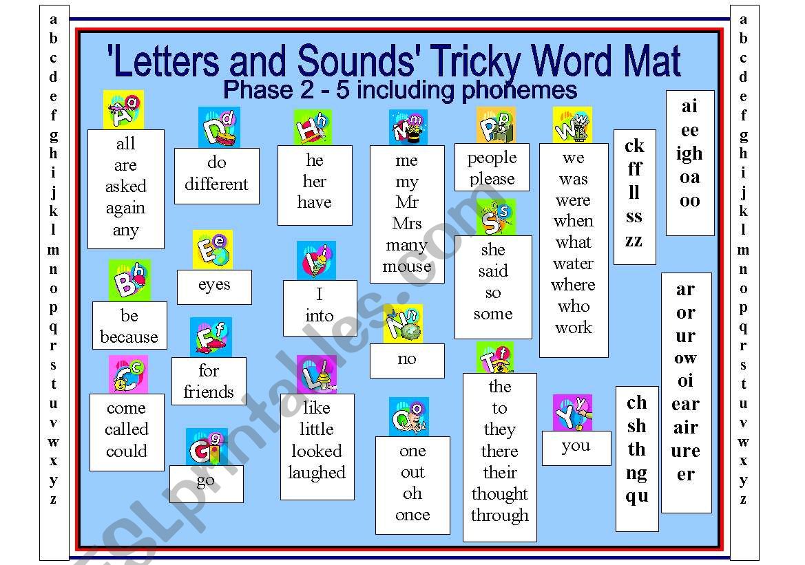 Letters and Sounds Tricky Word Mat