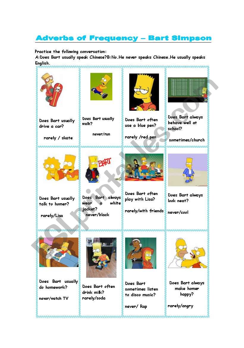 frequency adverbs worksheet