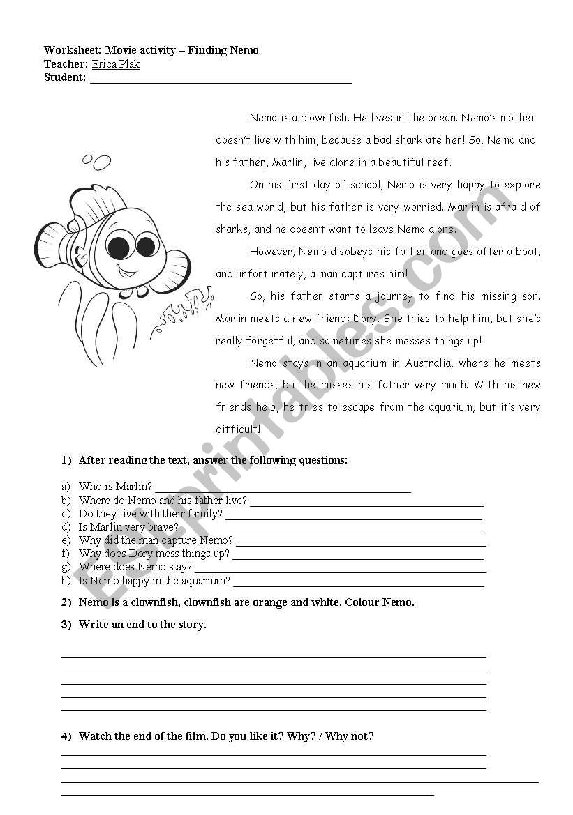 nemo worksheet