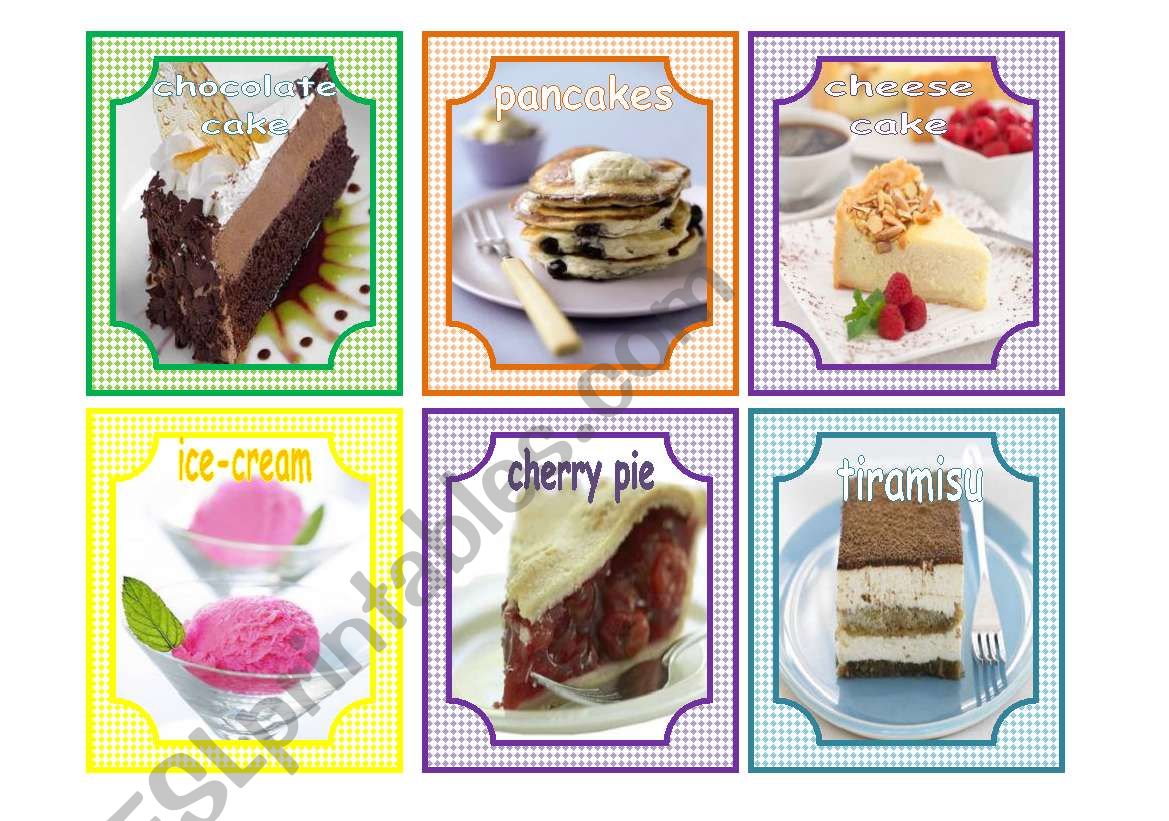 DESSERTS, flashcards worksheet