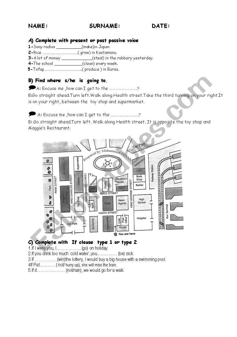 exam questions worksheet