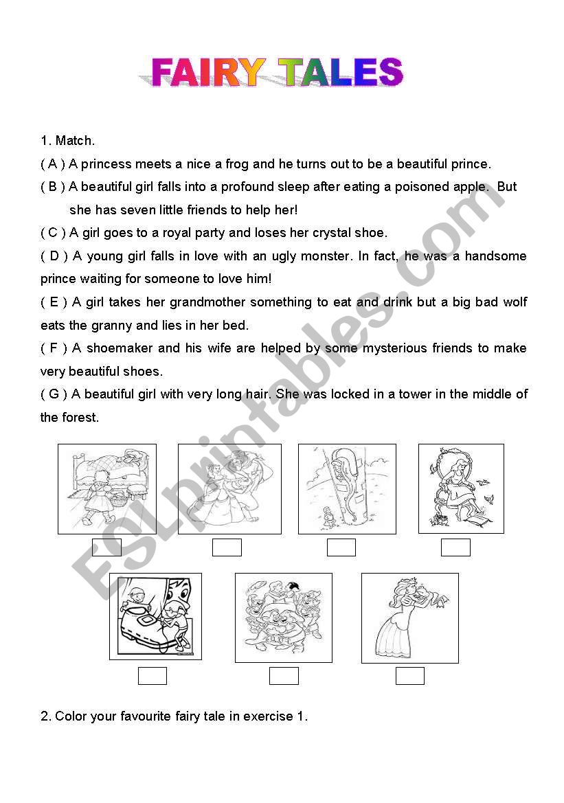 Fairy Tales ( 2 pages )  worksheet