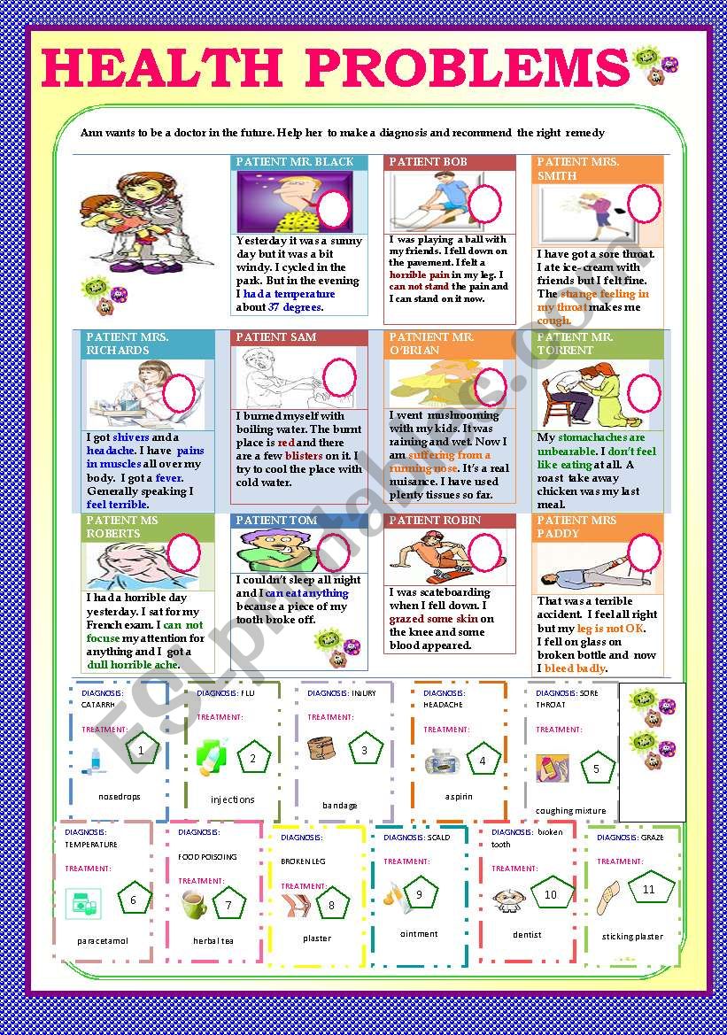 HEALTH PROBLEMS worksheet