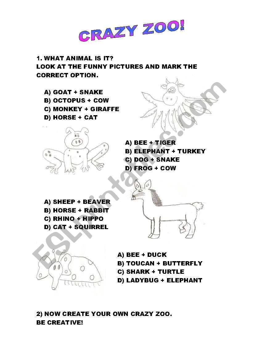 Crazy Zoo worksheet