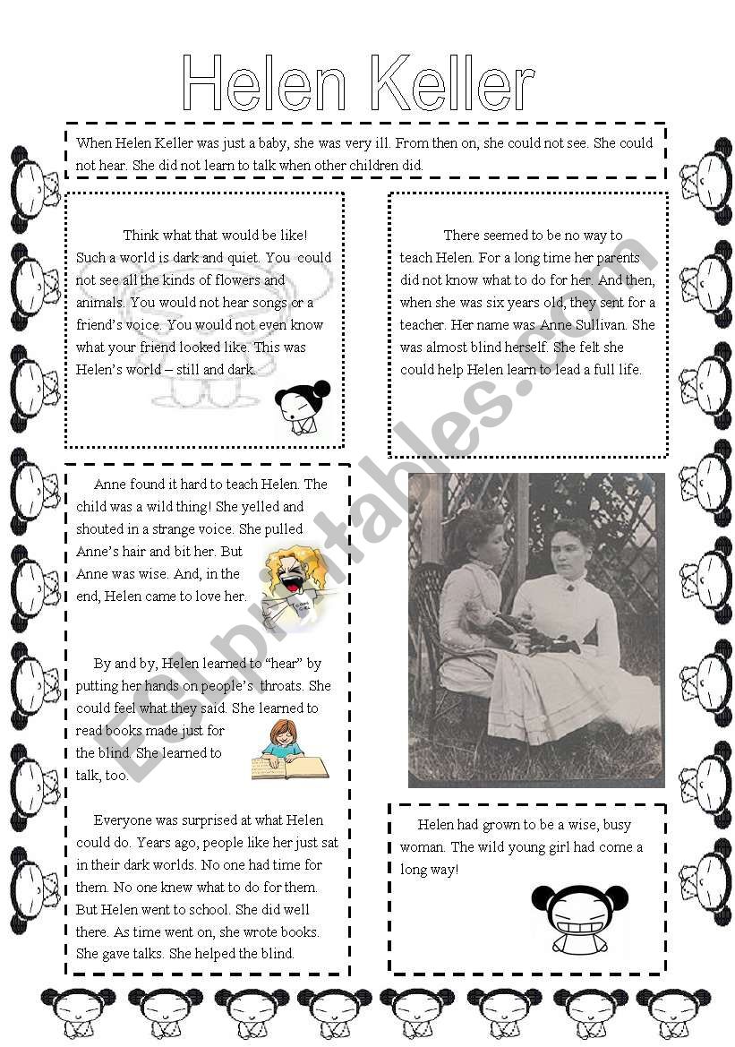 Comprehension -- Helen Keller worksheet