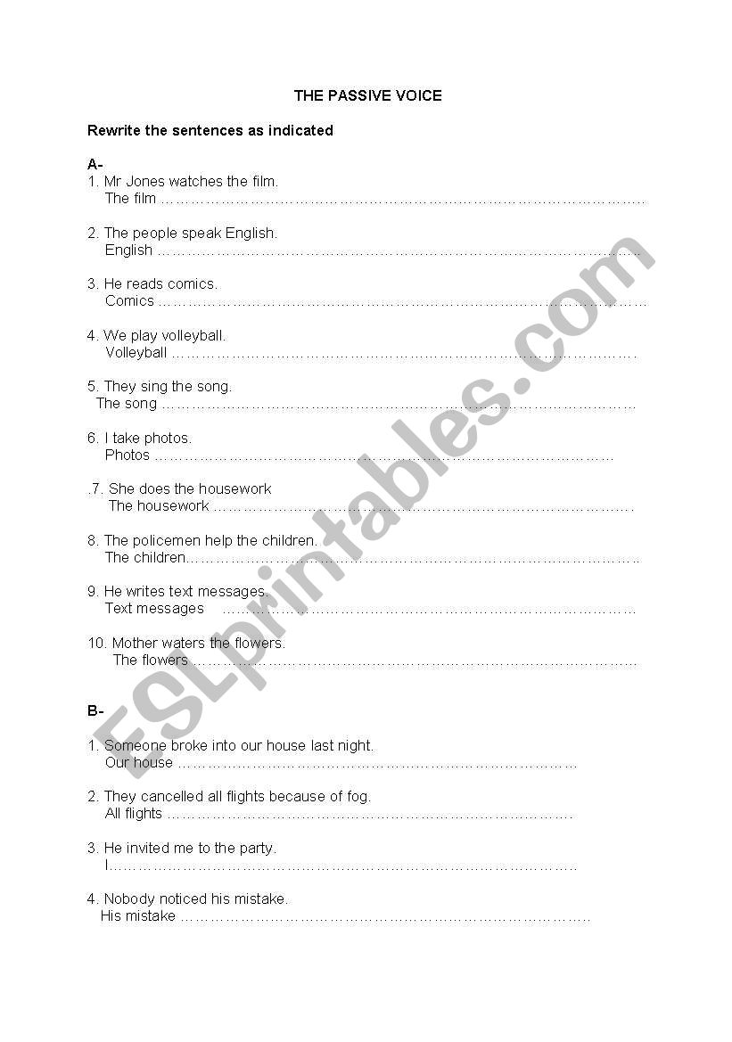 the passive voice worksheet