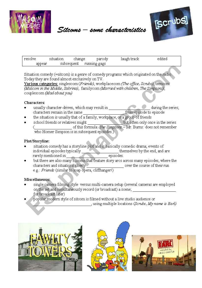 Sitcoms - some characteristics